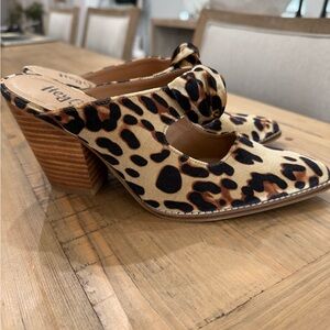 Corkys Leopard Print Mules with Wooden Block Heel